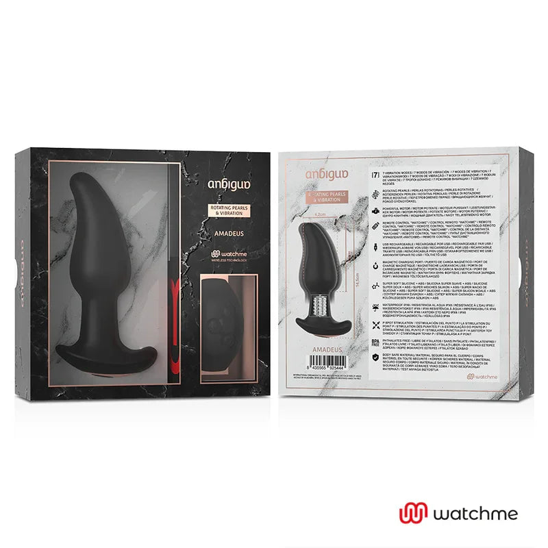 ANBIGUO - WATCHME CONTROL REMOTO PLUG ANAL VIBRADOR CON ROTACIÓN DE PERLAS AMADEUS - Nuvica