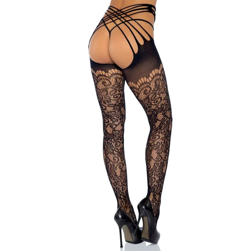 LEG AVENUE - WRAP AROUND CROTHLESS TIGHTS ONE SIZE - Nuvica