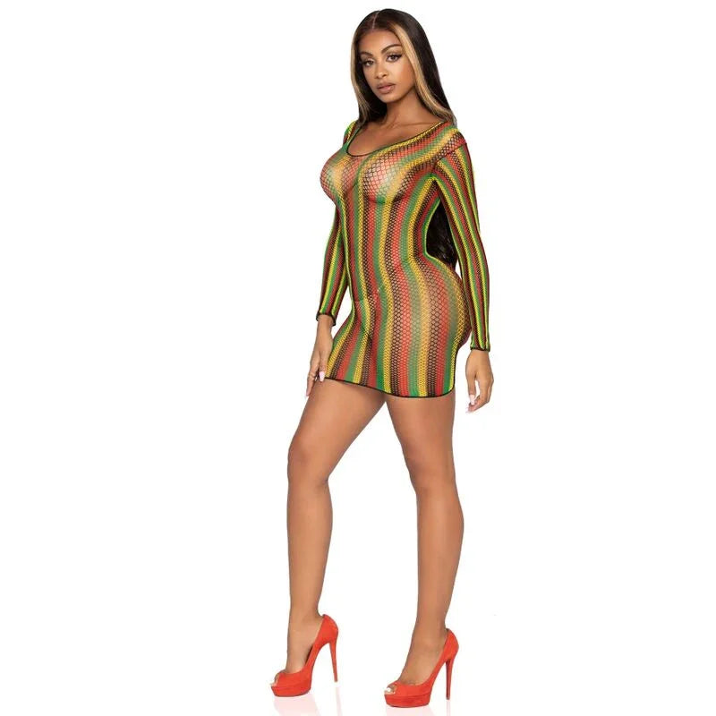LEG AVENUE - MINIVESTIDO DE RED RASTAS TALLA ÚNICA - Nuvica