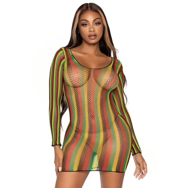 LEG AVENUE - MINIVESTIDO DE RED RASTAS TALLA ÚNICA - Nuvica
