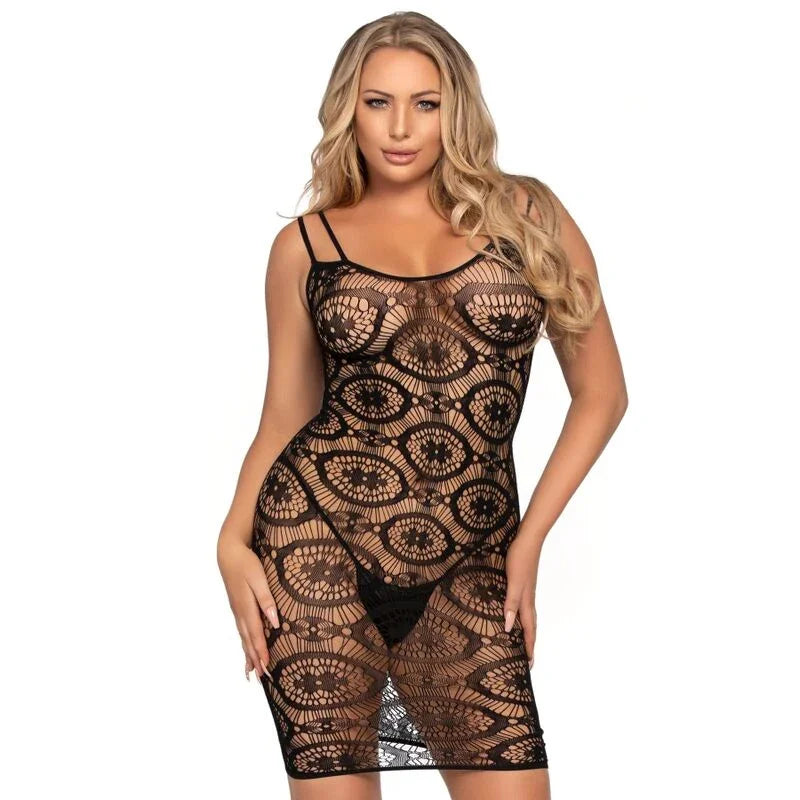 LEG AVENUE - MINI VESTIDO DE GANCHILLO NEGRO - Nuvica