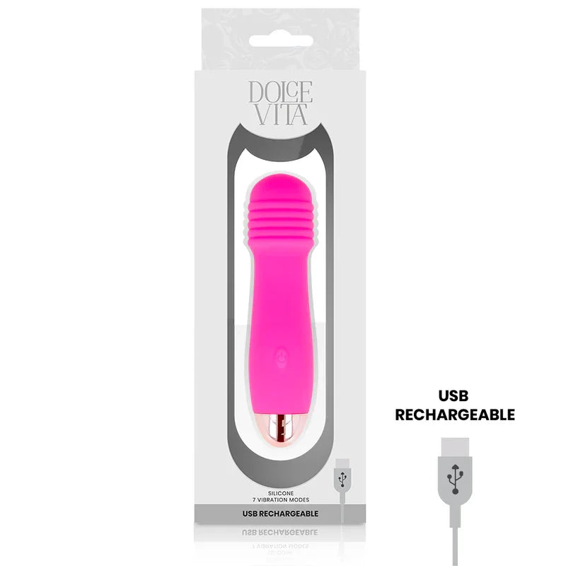 DOLCE VITA - VIBRADOR RECARGABLE THREE ROSA 7 VELOCIDADES - Nuvica
