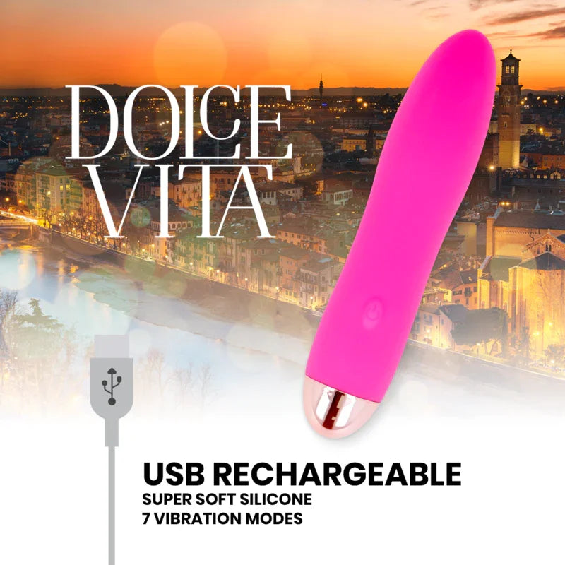 DOLCE VITA - VIBRADOR RECARGABLE FOUR ROSA 7 VELOCIDADES - Nuvica