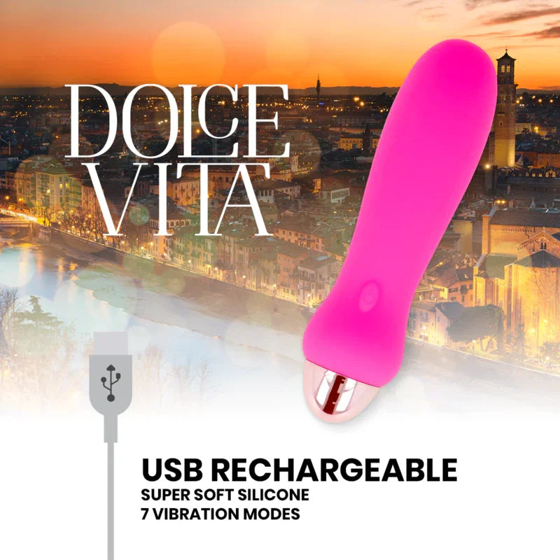 DOLCE VITA - VIBRADOR RECARGABLE FIVE ROSA 7 VELOCIDADES - Nuvica