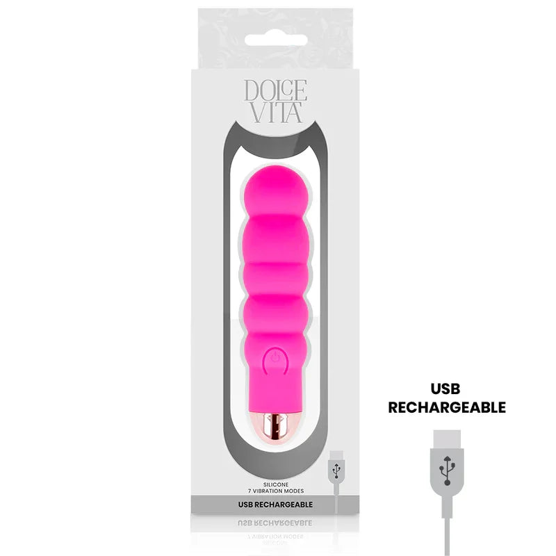 DOLCE VITA - VIBRADOR RECARGABLE SIX ROSA 7 VELOCIDADES - Nuvica