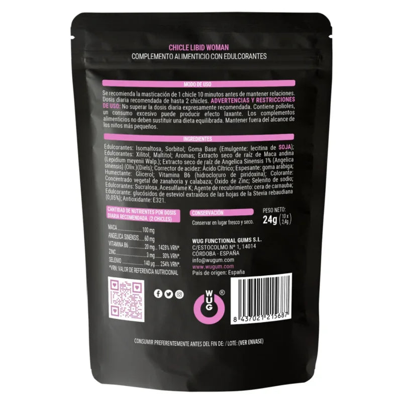 WUG SEX SENSE - LIBID WOMAN CHICLE AUMENTO LIBIDO MUJER 10 UNIDADES - Nuvica