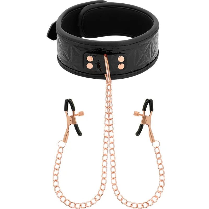 BEGME - BLACK EDITION COLLAR CON CADENAS Y PINZAS PEZONES CON FORRO DE NEOPRENO - Nuvica