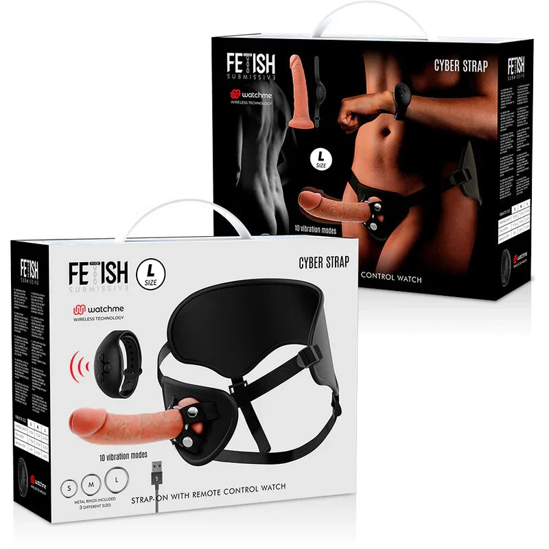FETISH SUBMISSIVE CYBER STRAP - ARNÉS CON DILDO CONTROL REMOTO TECNOLOGÍA WATCHME L - Nuvica