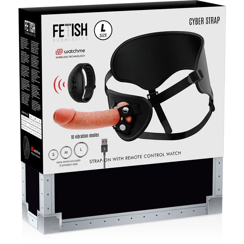 FETISH SUBMISSIVE CYBER STRAP - ARNÉS CON DILDO CONTROL REMOTO TECNOLOGÍA WATCHME L - Nuvica