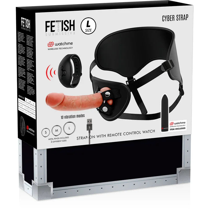FETISH SUBMISSIVE CYBER STRAP - ARNÉS CON DILDO Y BALA CONTROL REMOTO TECNOLOGÍA WATCHME L - Nuvica