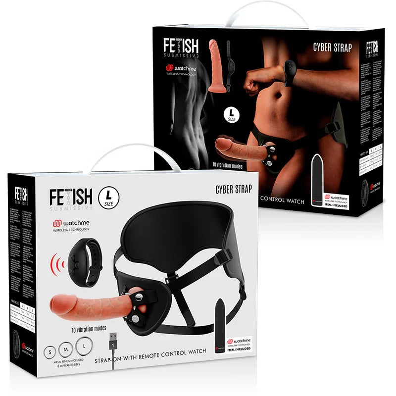 FETISH SUBMISSIVE CYBER STRAP - ARNÉS CON DILDO Y BALA CONTROL REMOTO TECNOLOGÍA WATCHME L - Nuvica