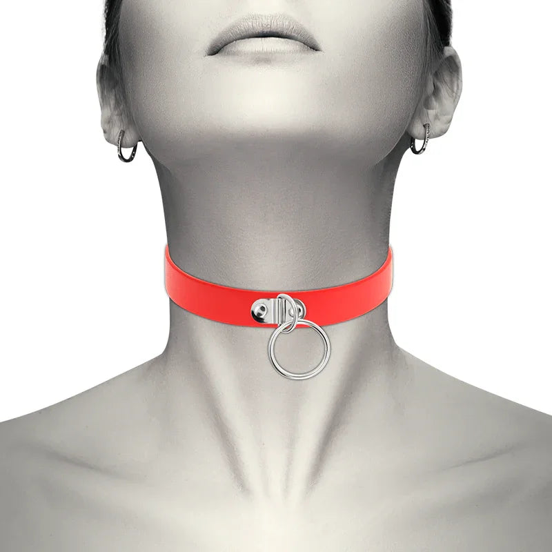 COQUETTE CHIC DESIRE - COLLAR CUERO VEGANO ROJO ACCESORIO WOMAN FETISH - Nuvica