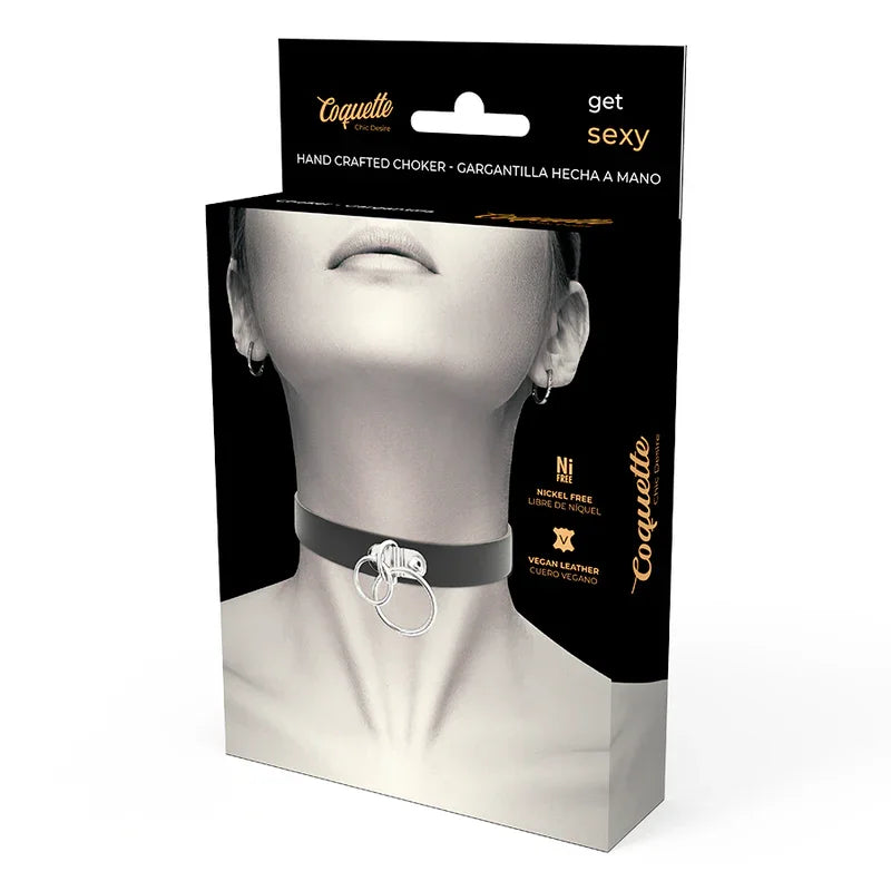 COQUETTE CHIC DESIRE - CHOKER CUERO VEGANO DOBLE ANILLA - Nuvica