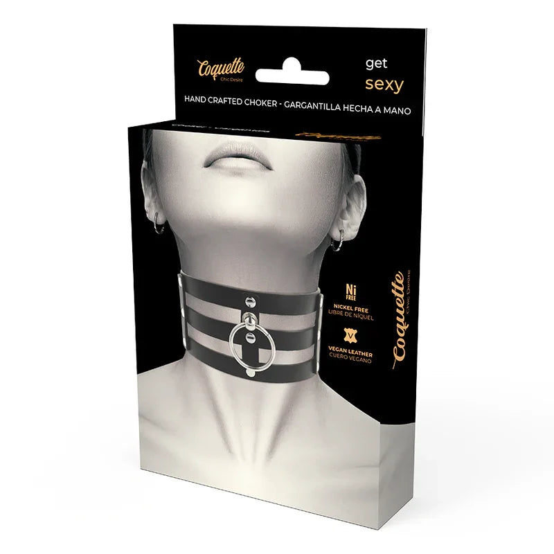 COQUETTE CHIC DESIRE - CHOKER CUERO VEGANO ESTILO FETISH - Nuvica