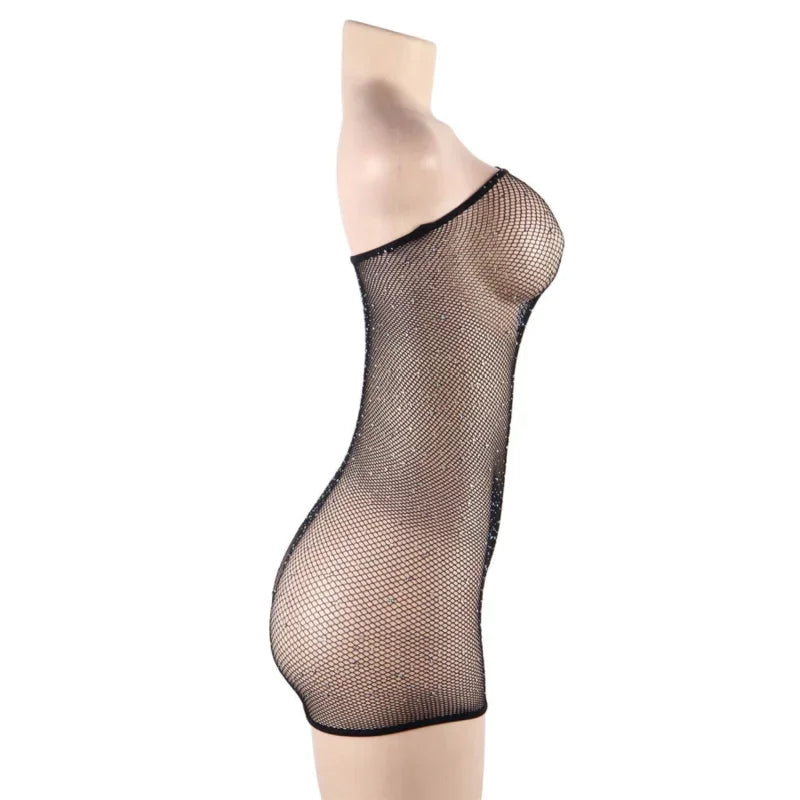 QUEEN LINGERIE - VESTIDO CUERPO DE RED CON BRILLANTES S/L - Nuvica