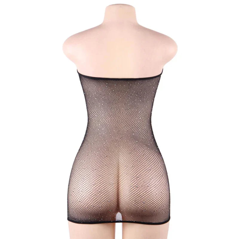 QUEEN LINGERIE - VESTIDO CUERPO DE RED CON BRILLANTES S/L - Nuvica