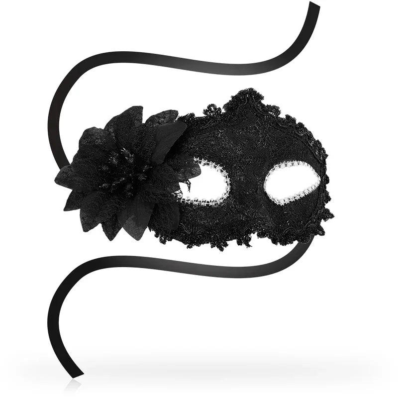 OHMAMA - MASKS ANTIZAZ ESTILO VENECIANO FLOR LATERAL - NEGRA - Nuvica