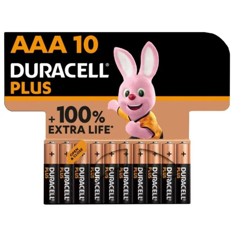DURACELL - PLUS POWER 100 ALKALINE BATTERY AAA LR03 BLISTER * 10 - Nuvica