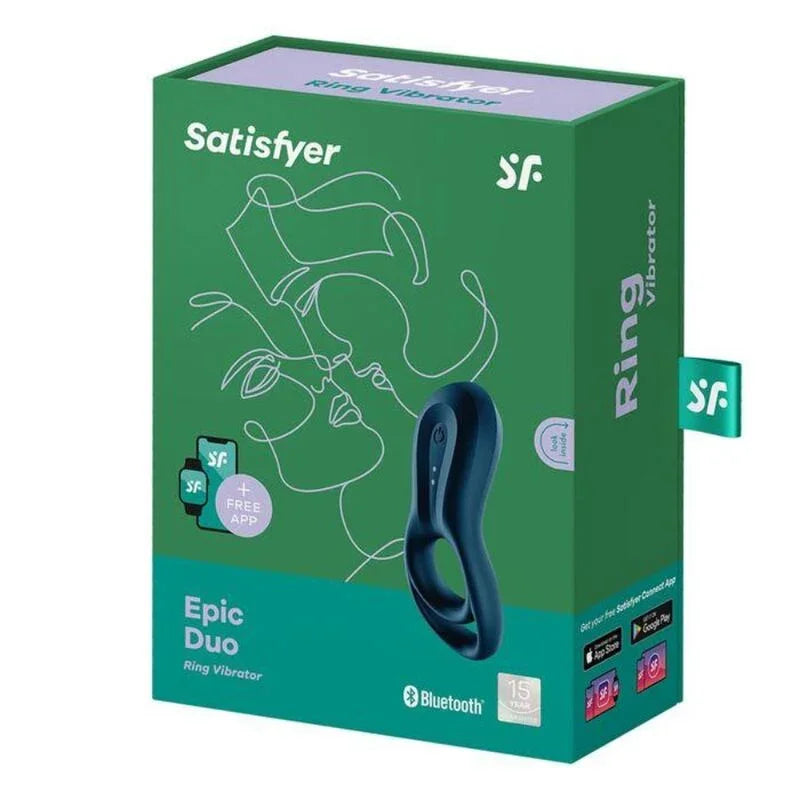 SATISFYER - EPIC DUO ANILLO VIBRADOR APP AZUL - Nuvica