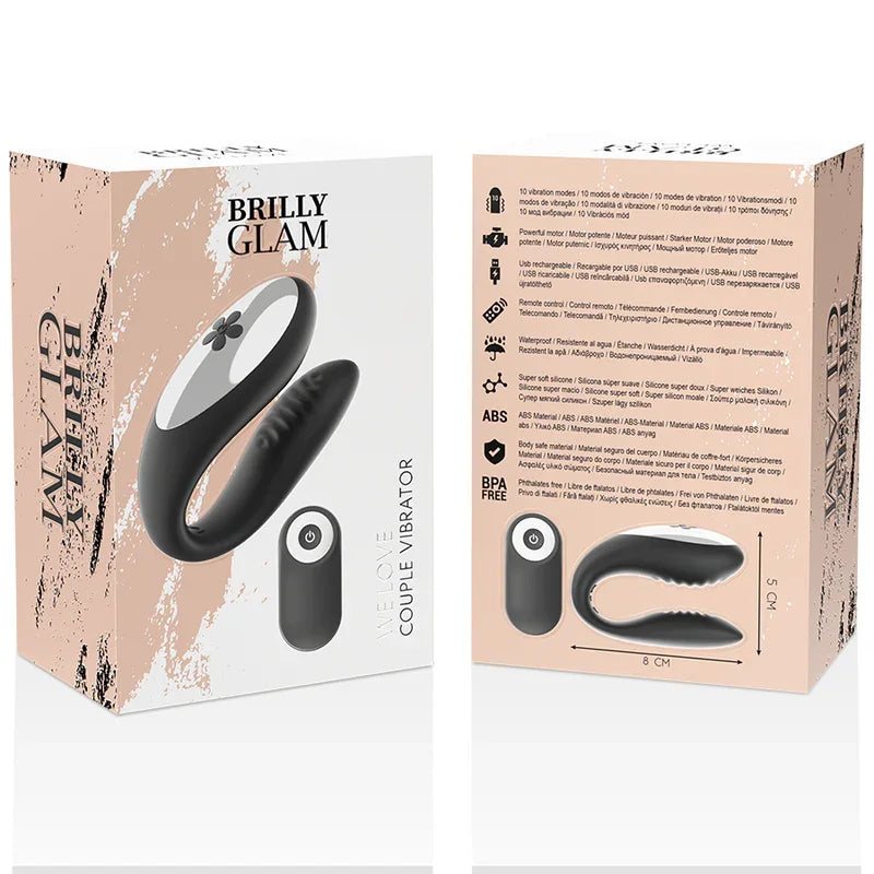 BRILLY GLAM - WE LOVE VIBRADOR PARA PAREJAS CONTROL REMOTO NEGRO - Nuvica