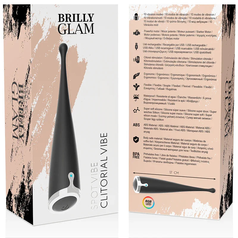 BRILLY GLAM - SPOT VIBE VIBRADOR CLITORIAL ORGASMICO SILICONA NEGRO - Nuvica