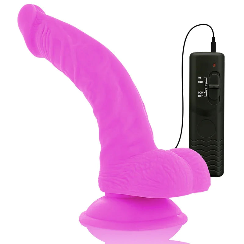 DIVERSIA - DILDO REALÍSTICO FLEXIBLE CON VIBRACIÓN LILA 21.5 CM -O- 4.5 CM - Nuvica