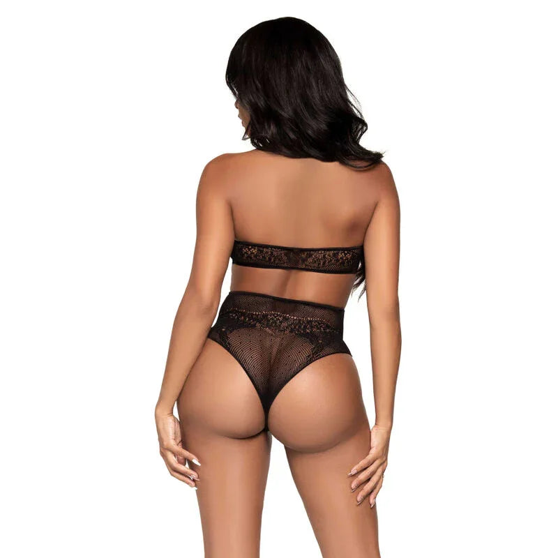 LEG AVENUE - SET DOS PIEZAS TOP CORTO CUELLO HALTER Y TANGA TALLA ÚNICA - Nuvica