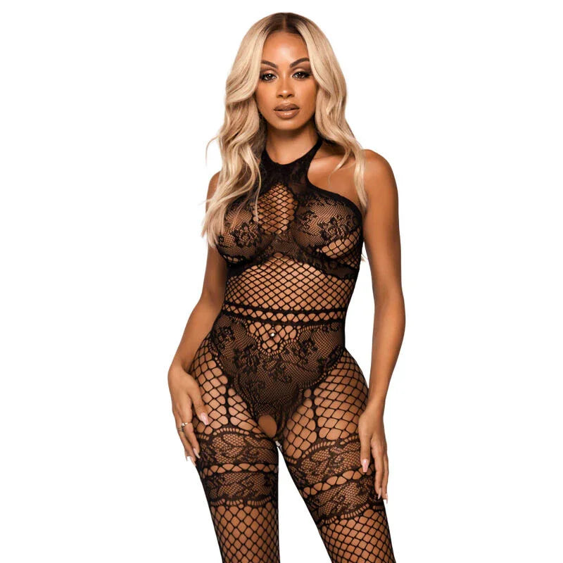 LEG AVENUE - BODYSTOCKING CUELLO HALTER TALLA ÚNICA - NEGRO - Nuvica