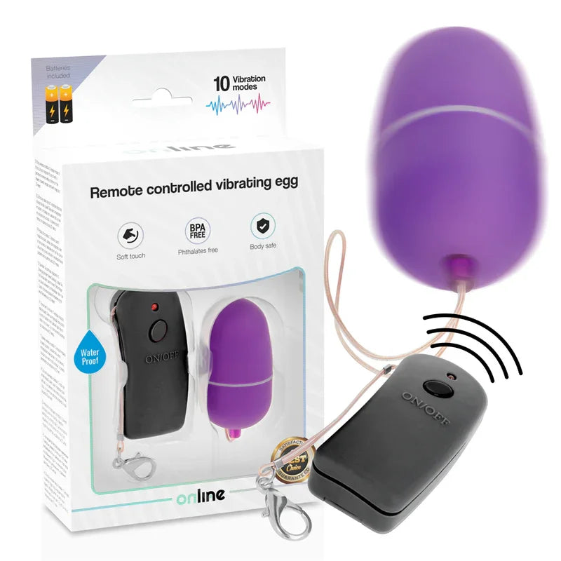 ONLINE - HUEVO VIBRADOR CON MANDO CONTROL REMOTO LILA - Nuvica