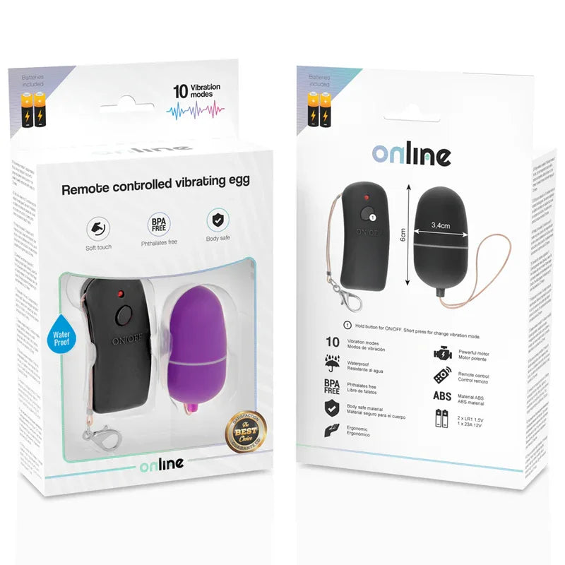 ONLINE - HUEVO VIBRADOR CON MANDO CONTROL REMOTO LILA - Nuvica