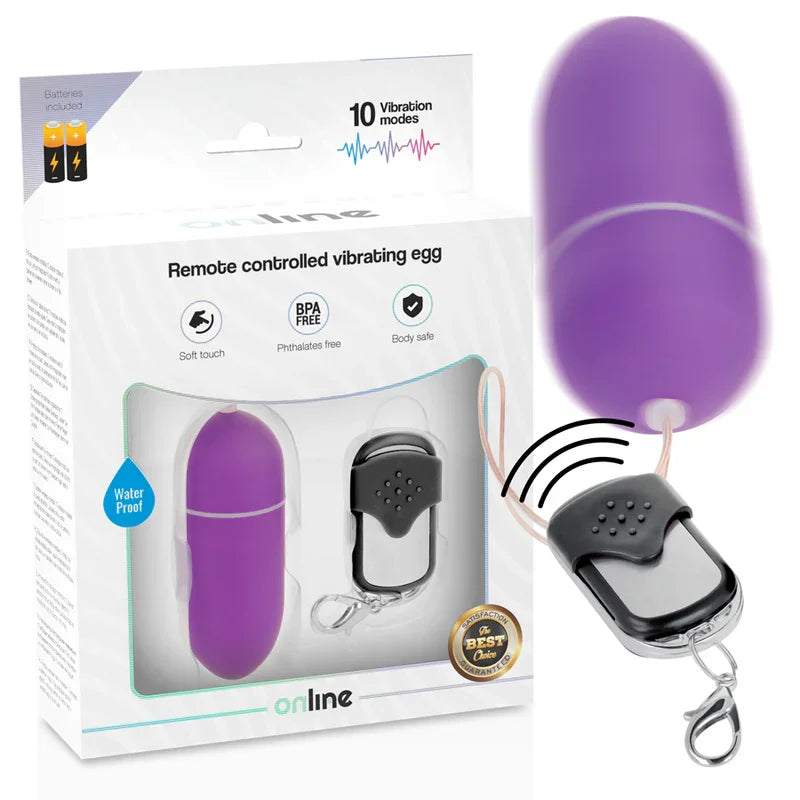 ONLINE - HUEVO VIBRADOR CONTROL REMOTO L LILA - Nuvica