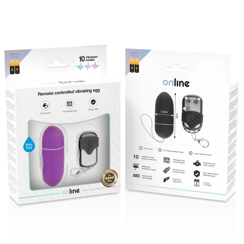 ONLINE - HUEVO VIBRADOR CONTROL REMOTO L LILA - Nuvica
