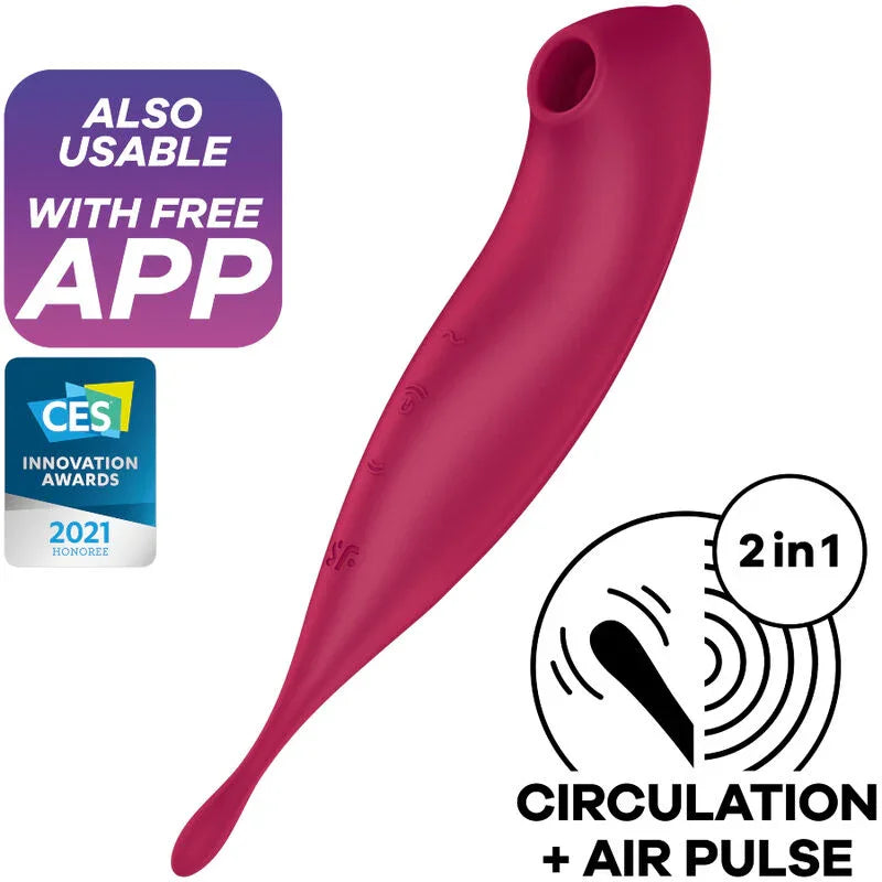 SATISFYER - TWIRLING PRO+ ESTIMULADOR Y VIBRADOR APP ROJO - Nuvica
