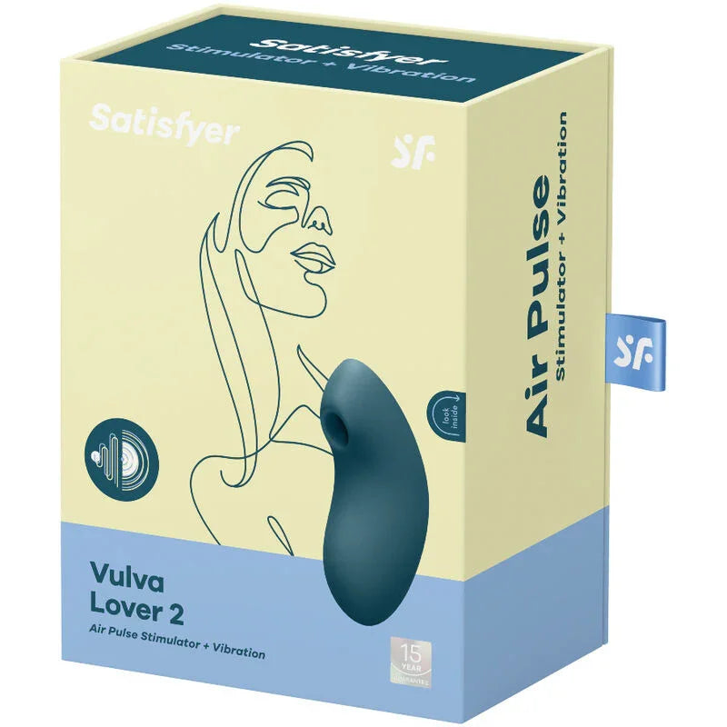 SATISFYER - VULVA LOVER 2 ESTIMULADOR Y VIBRADOR AZUL - Nuvica