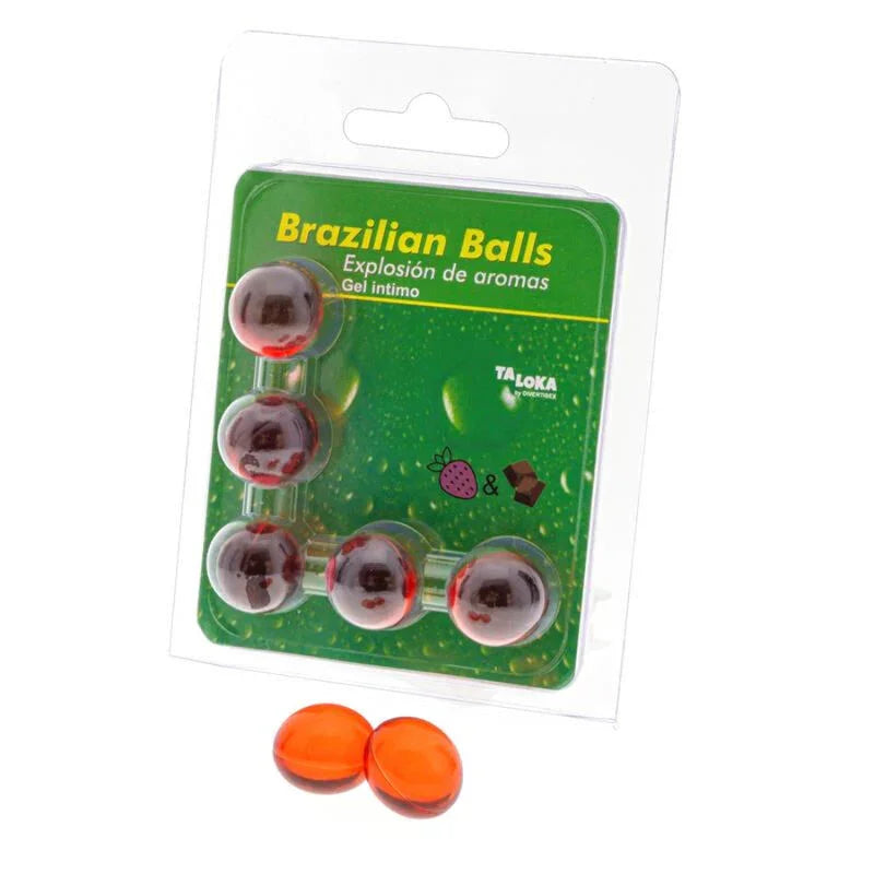 TALOKA - BRAZILIAN BALLS GEL ÍNTIMO FRESA & CHOCOLATE 5 BOLAS - Nuvica
