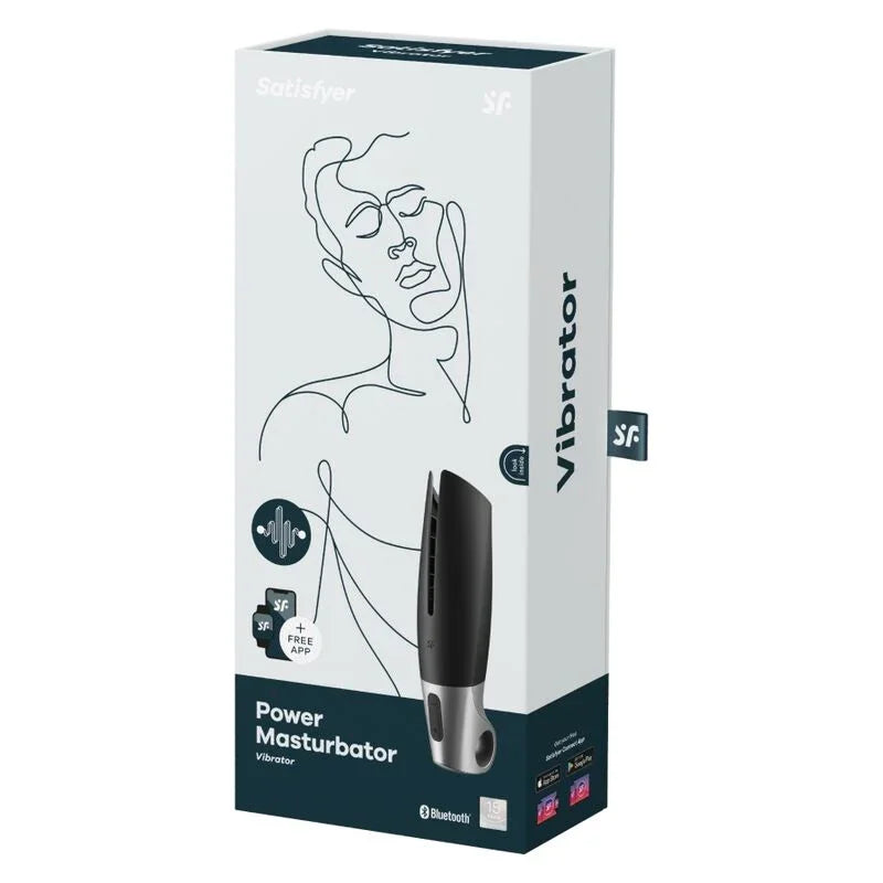 SATISFYER - POWER MASTURBATOR NEGRO Y PLATA - Nuvica