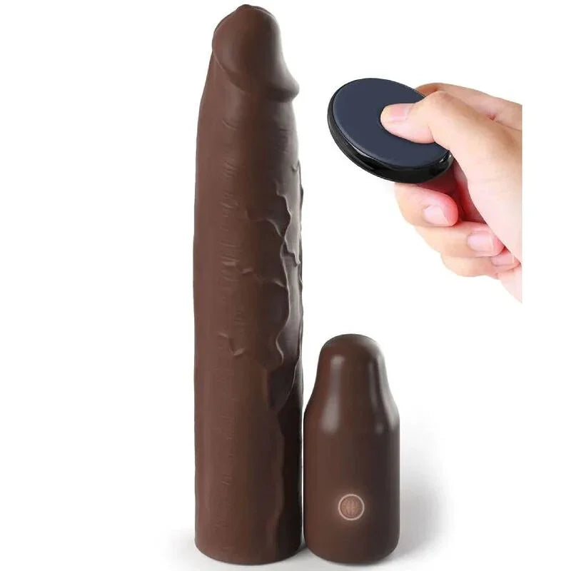 FANTASY X- TENSIONS - PIPEDREAMS SLEEVE 22,86 CM + 7,62 CM PLUG REMOTE BROWN - Nuvica