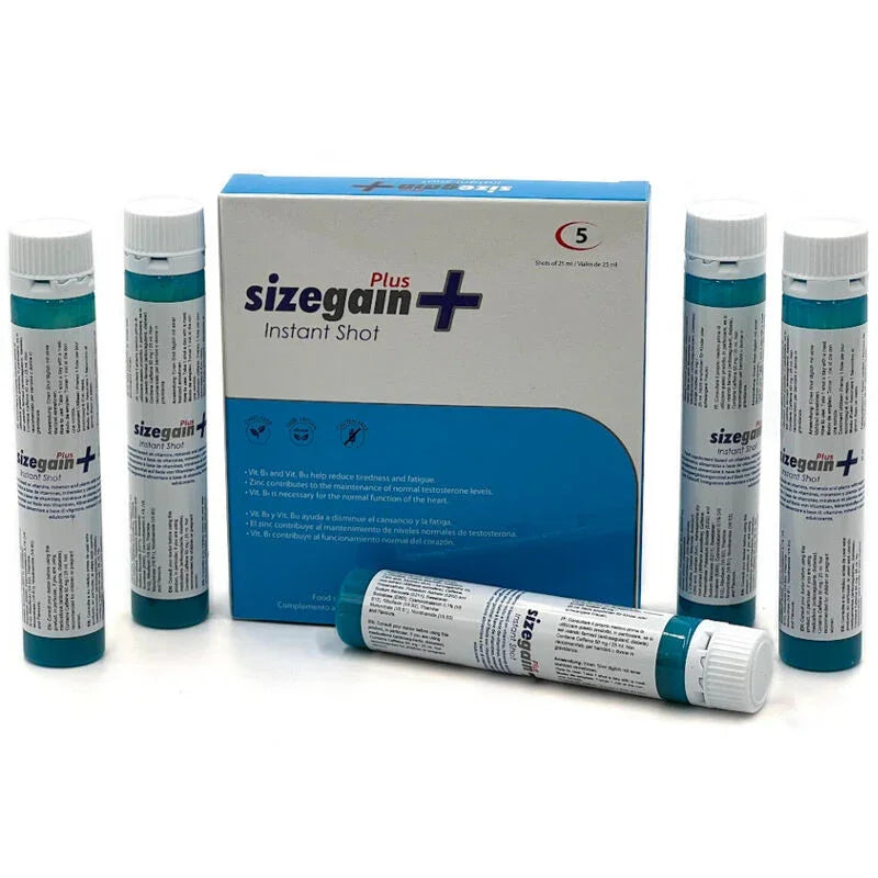 500 COSMETICS - SIZEGAIN PLUS INSTANT SHOT VIGORIZANTE MASCULINO 5 UNIDADES (FECHA DE CADUCIDAD PROXIMA) - Nuvica