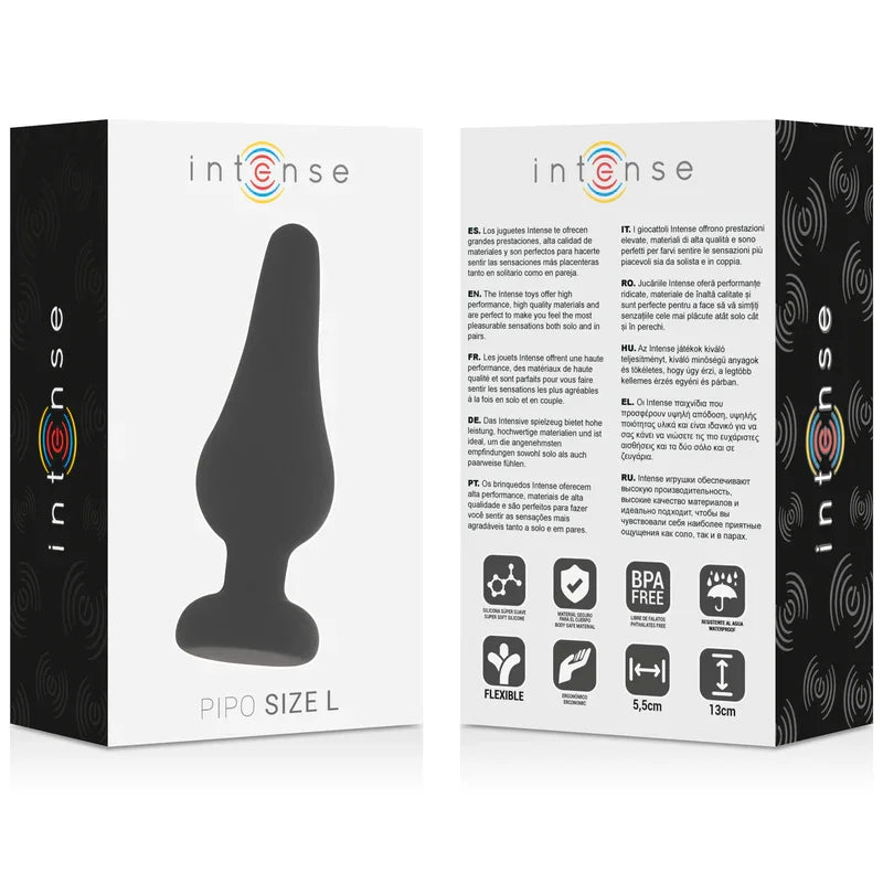 INTENSE - ANAL PLUG PIPO L SILICONE NEGRO 13 CM - Nuvica