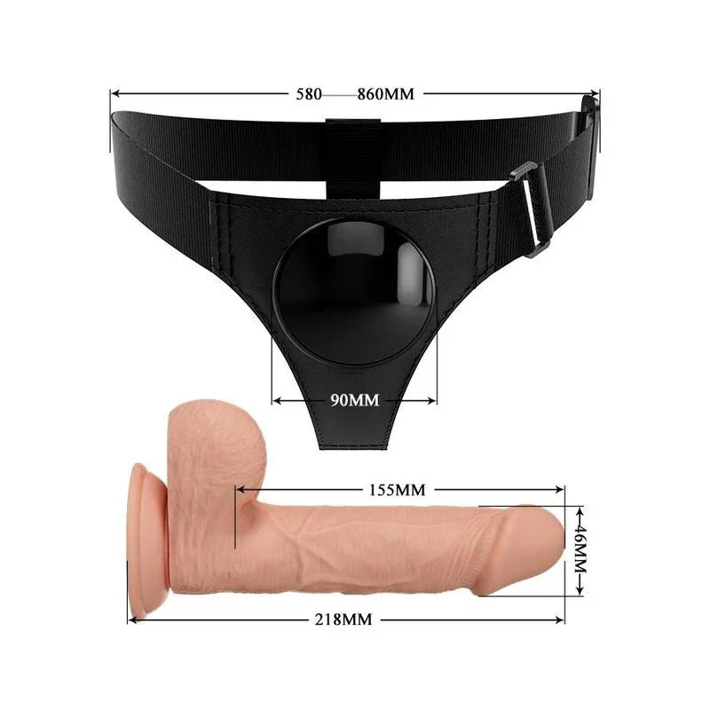 PRETTY LOVE - HARNESS BRIEFS ARNÉS UNIVERSAL CON DILDO JERRY 21.8 CM NATURAL - Nuvica
