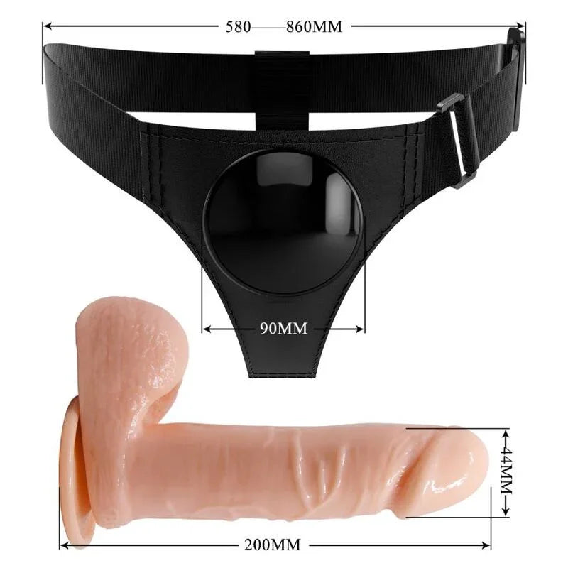 PRETTY LOVE - HARNESS BRIEFS ARNÉS UNIVERSAL CON DILDO TOM 20 CM NATURAL - Nuvica