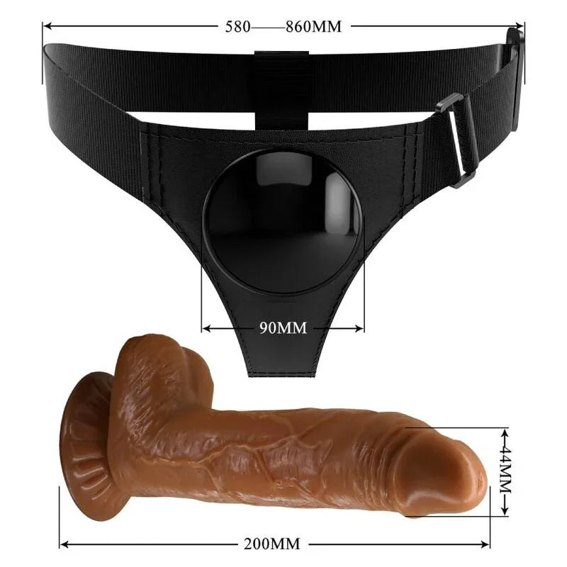 PRETTY LOVE - HARNESS BRIEFS ARNÉS UNIVERSAL CON DILDO MICHEAL 20 CM NEGRO - Nuvica