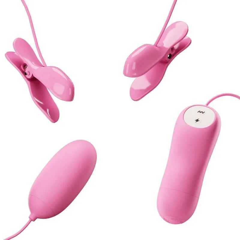 PRETTY LOVE - PINZAS CON VIBRACIÓN Y ELETROSHOCK ROSA - Nuvica