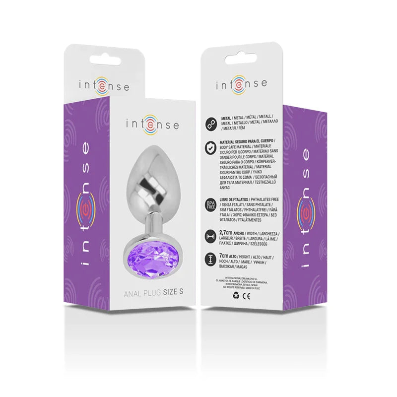 INTENSE - PLUG ANAL METAL ALUMINIO CON CRISTAL VIOLETA TALLA S - Nuvica