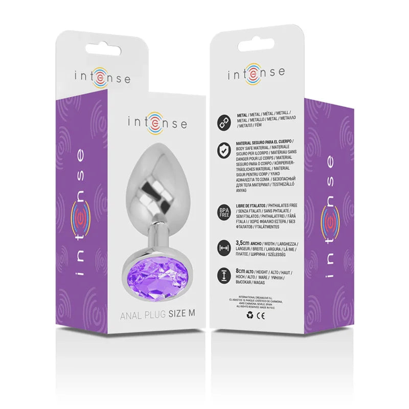 INTENSE - PLUG ANAL METAL ALUMINIO CON CRISTAL VIOLETA TALLA M - Nuvica