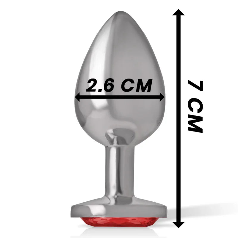 INTENSE - PLUG ANAL METAL ALUMINIO CON CRISTAL ROJO TALLA S - Nuvica