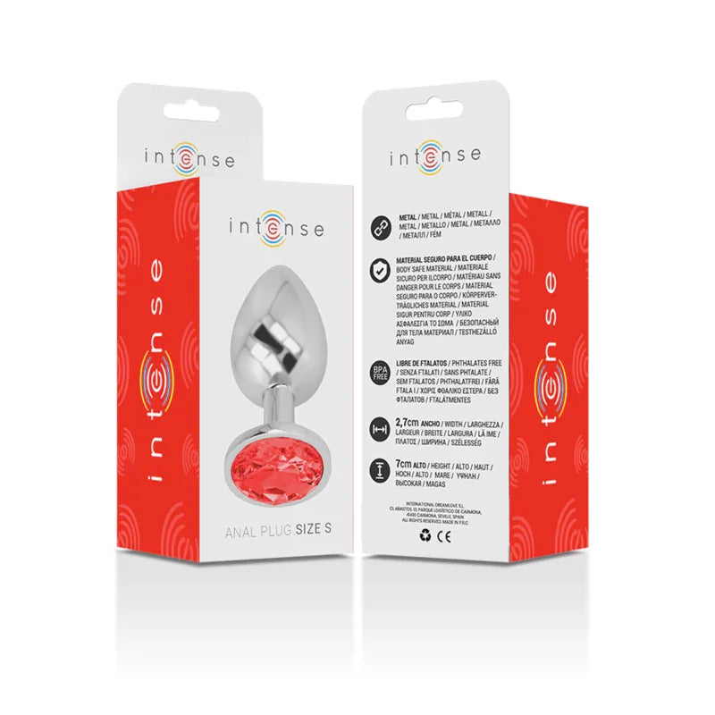 INTENSE - PLUG ANAL METAL ALUMINIO CON CRISTAL ROJO TALLA S - Nuvica