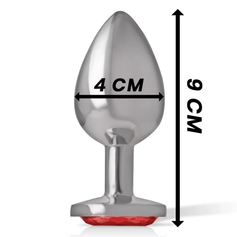 INTENSE - PLUG ANAL METAL ALUMINIO CON CRISTAL ROJO TALLA L - Nuvica