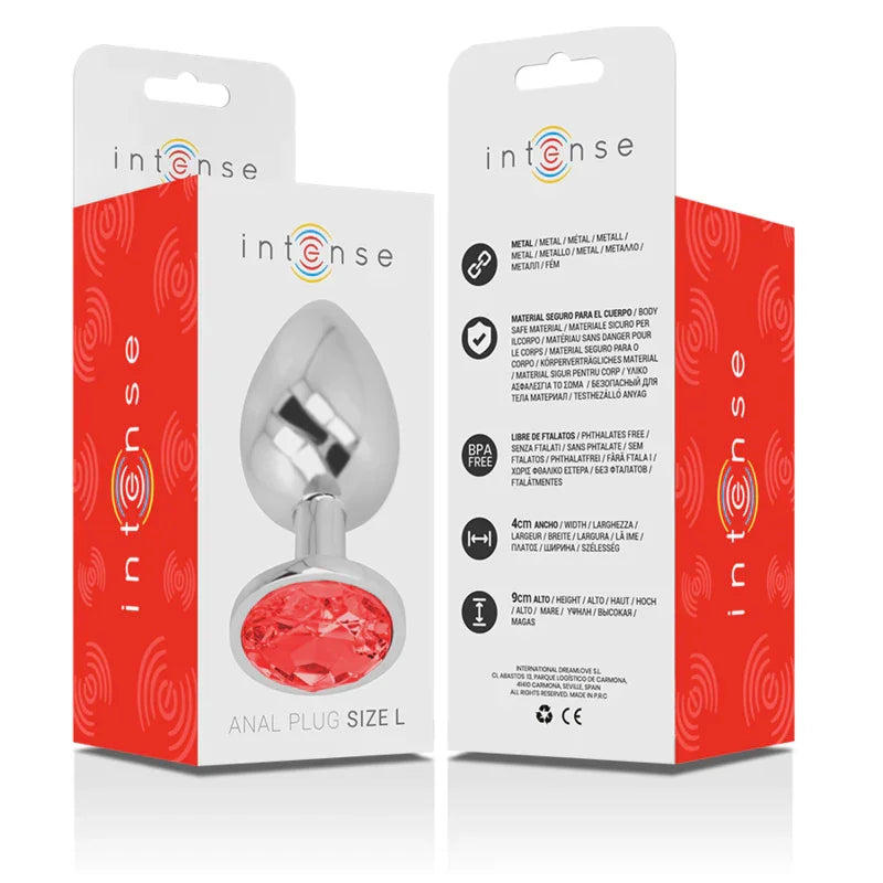 INTENSE - PLUG ANAL METAL ALUMINIO CON CRISTAL ROJO TALLA L - Nuvica