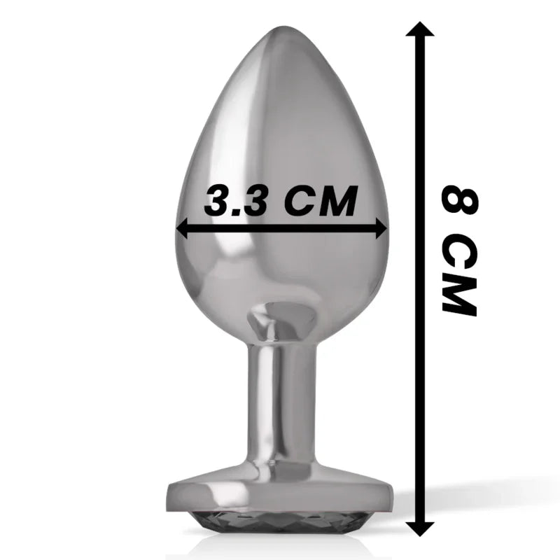 INTENSE - PLUG ANAL METAL ALUMINIO CON CRISTAL NEGRO TALLA M - Nuvica